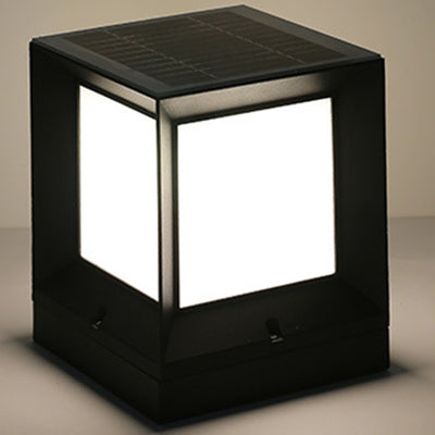 Modern Minimalist Solar Waterproof Square-Shaped Aluminum Acrylic LED Outdoor Post Light For Garden