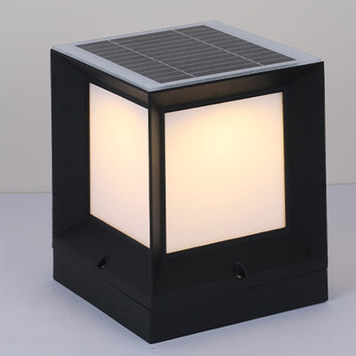 Modern Minimalist Solar Waterproof Square-Shaped Aluminum Acrylic LED Outdoor Post Light For Garden