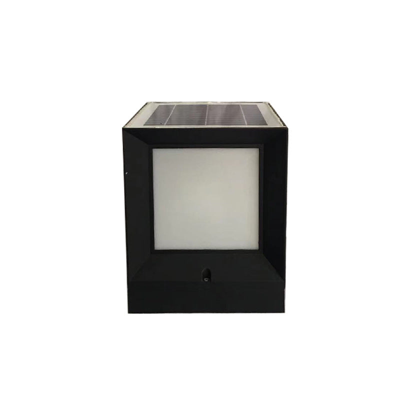 Modern Minimalist Solar Waterproof Square-Shaped Aluminum Acrylic LED Outdoor Post Light For Garden