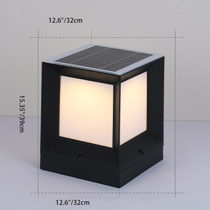 Modern Minimalist Solar Waterproof Square-Shaped Aluminum Acrylic LED Outdoor Post Light For Garden