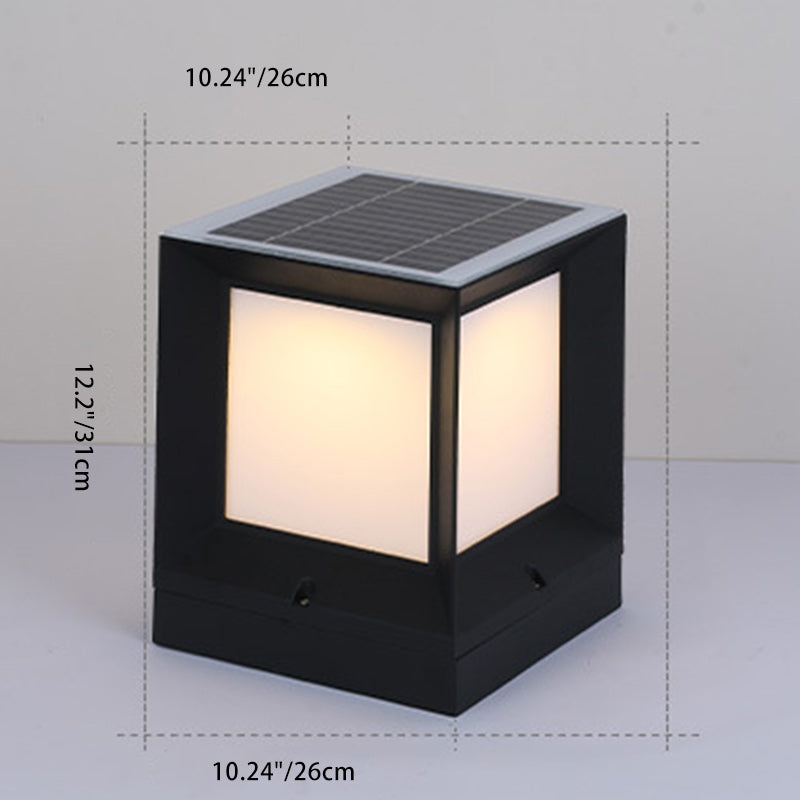 Modern Minimalist Solar Waterproof Square-Shaped Aluminum Acrylic LED Outdoor Post Light For Garden