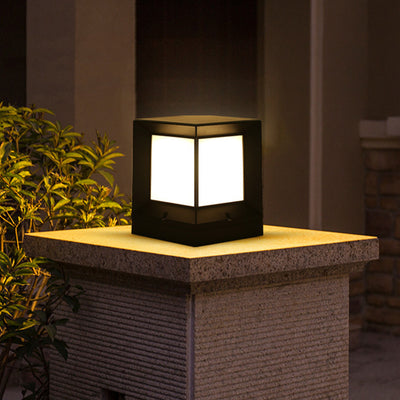 Modern Minimalist Solar Waterproof Square-Shaped Aluminum Acrylic LED Outdoor Post Light For Garden