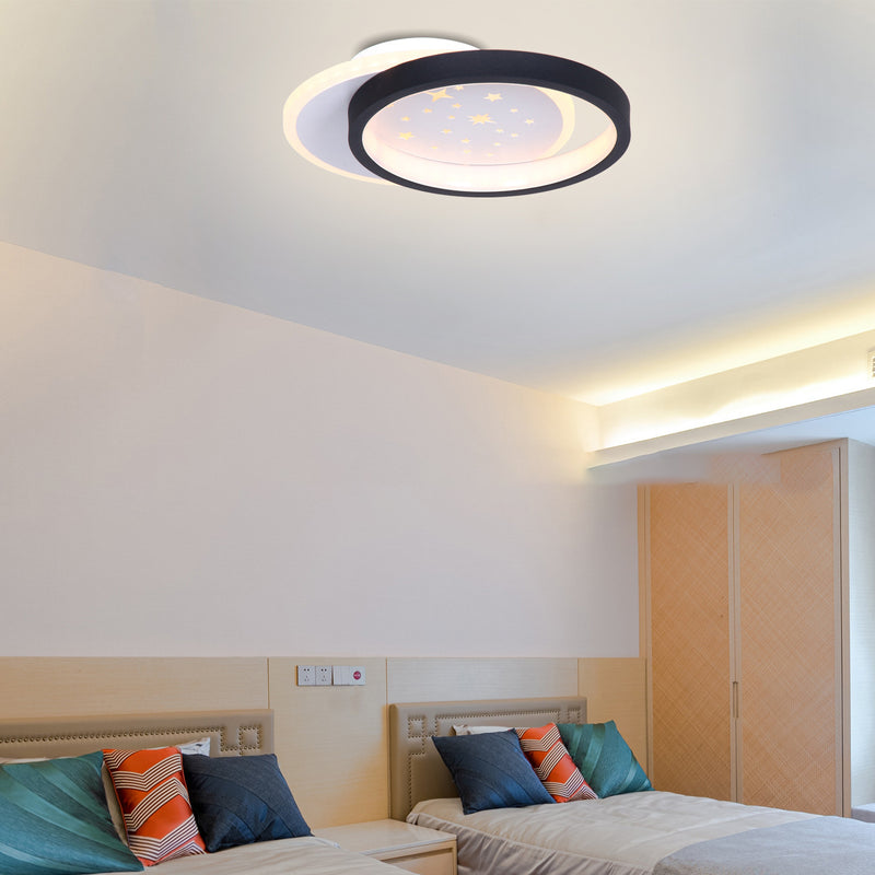 Moderne minimalistische Stern geometrische Runde Eisen Acryl LED Semi-Flush Mount Deckenleuchte für Schlafzimmer 