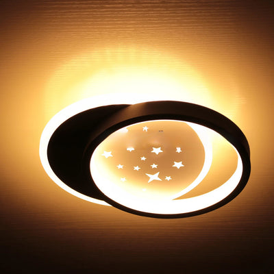 Moderne minimalistische Stern geometrische Runde Eisen Acryl LED Semi-Flush Mount Deckenleuchte für Schlafzimmer 