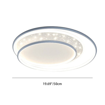 Contemporary Nordic Combo Round Star Iron Silicone Acrylic LED Flush Mount Ceiling Light For Bedroom