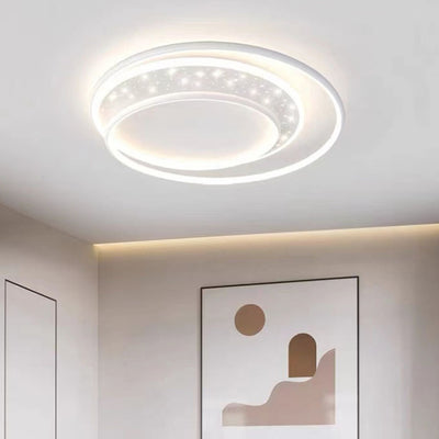 Contemporary Nordic Combo Round Star Iron Silicone Acrylic LED Flush Mount Ceiling Light For Bedroom