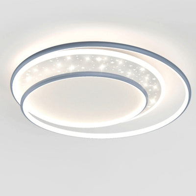 Contemporary Nordic Combo Round Star Iron Silicone Acrylic LED Flush Mount Ceiling Light For Bedroom