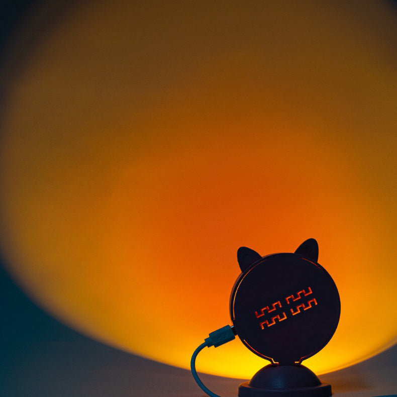 Contemporary Creative Pink Cat Ear Shape ABS USB LED Ambient Light Table Lamp For Bedroom