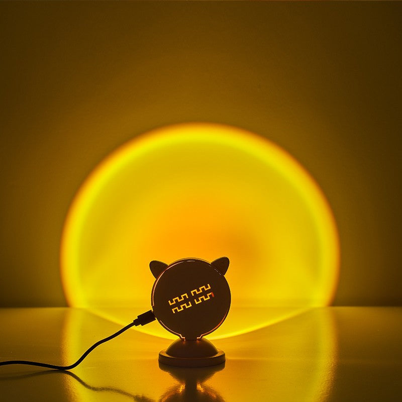 Contemporary Creative Pink Cat Ear Shape ABS USB LED Ambient Light Table Lamp For Bedroom