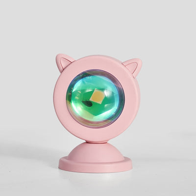 Contemporary Creative Pink Cat Ear Shape ABS USB LED Ambient Light Table Lamp For Bedroom