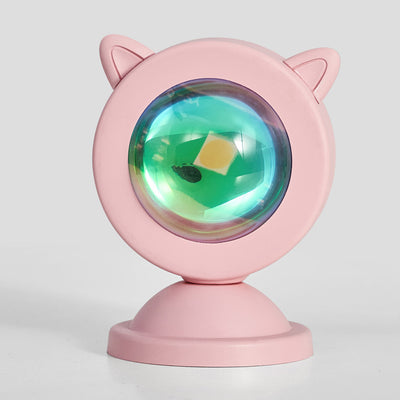 Contemporary Creative Pink Cat Ear Shape ABS USB LED Ambient Light Table Lamp For Bedroom