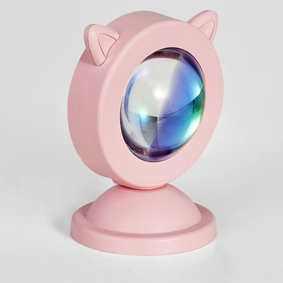 Contemporary Creative Pink Cat Ear Shape ABS USB LED Ambient Light Table Lamp For Bedroom