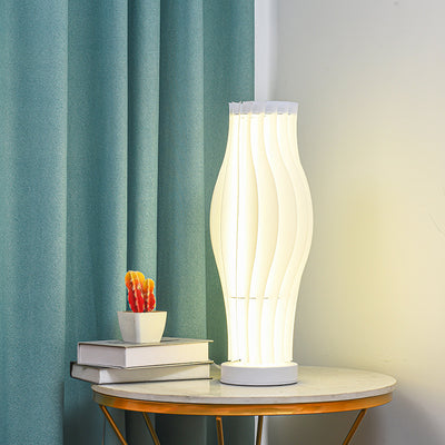 Contemporary Creative Decorative Pleated Hula Wave Shaped Iron Acrylic LED Table Lamp For Bedroom