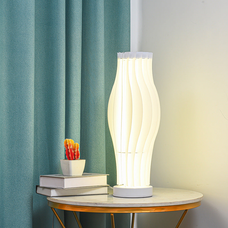 Contemporary Creative Decorative Pleated Hula Wave Shaped Iron Acrylic LED Table Lamp For Bedroom