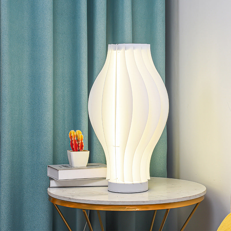 Contemporary Creative Decorative Pleated Hula Wave Shaped Iron Acrylic LED Table Lamp For Bedroom