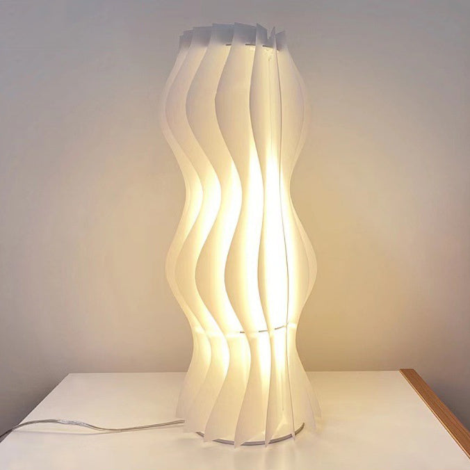 Contemporary Creative Decorative Pleated Hula Wave Shaped Iron Acrylic LED Table Lamp For Bedroom