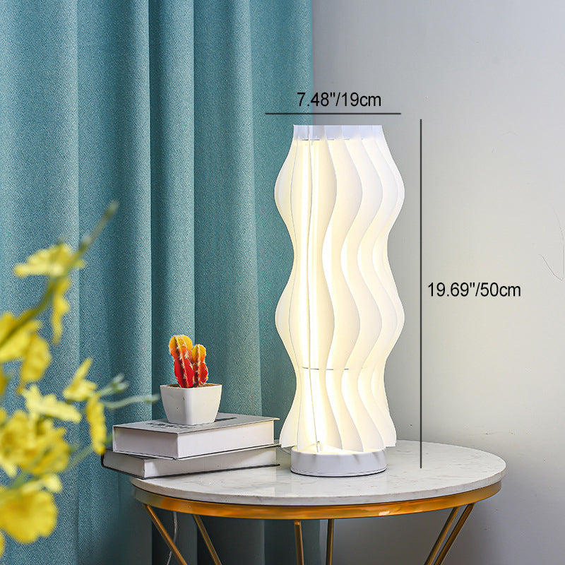 Contemporary Creative Decorative Pleated Hula Wave Shaped Iron Acrylic LED Table Lamp For Bedroom