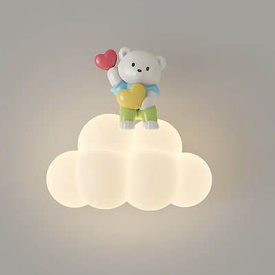 Contemporary Creative Cloud Angel Rabbit Iron PE LED Kids Wall Sconce Lamp For Bedroom