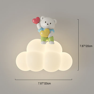 Contemporary Creative Cloud Angel Rabbit Iron PE LED Kids Wall Sconce Lamp For Bedroom