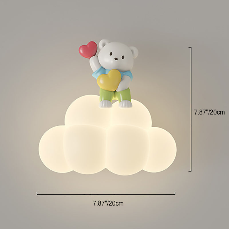 Contemporary Creative Cloud Angel Rabbit Iron PE LED Kids Wall Sconce Lamp For Bedroom