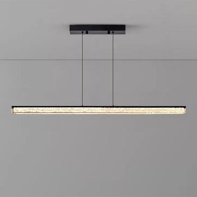 Modern Minimalist Stainless Steel Resin Long Strip LED Island Light Chandeliers For Dining Room