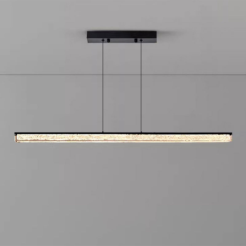 Modern Minimalist Stainless Steel Resin Long Strip LED Island Light Chandeliers For Dining Room