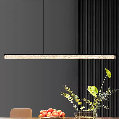 Modern Minimalist Stainless Steel Resin Long Strip LED Island Light Chandeliers For Dining Room