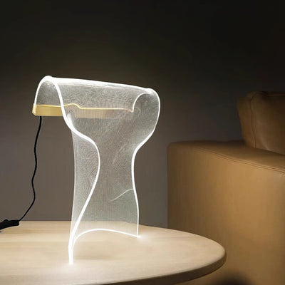 Contemporary Creative Irregular Transparent Aluminum Acrylic LED Table Lamp For Bedroom