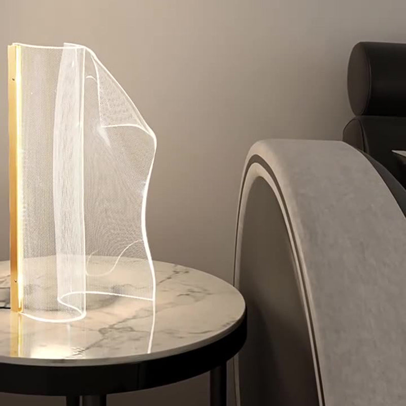 Contemporary Creative Irregular Transparent Aluminum Acrylic LED Table Lamp For Bedroom