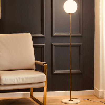 Moderne minimalistische Eisen Marmor Glas Runde Basis High Pole 1-Licht Stehlampe für Wohnzimmer 