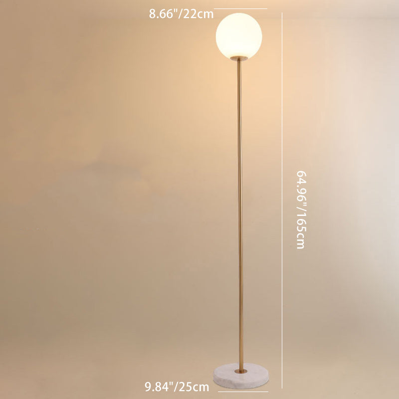 Moderne minimalistische Eisen Marmor Glas Runde Basis High Pole 1-Licht Stehlampe für Wohnzimmer 