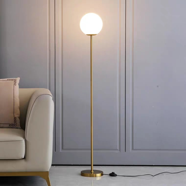 Moderne minimalistische Eisen Marmor Glas Runde Basis High Pole 1-Licht Stehlampe für Wohnzimmer 