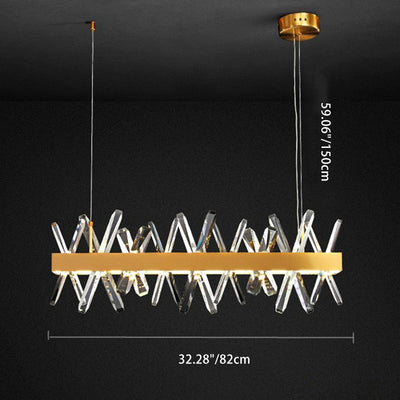 Modern Luxury Stainless Steel Rectangle Linear Crystal LED Chandeliers Island Light For Dining Room