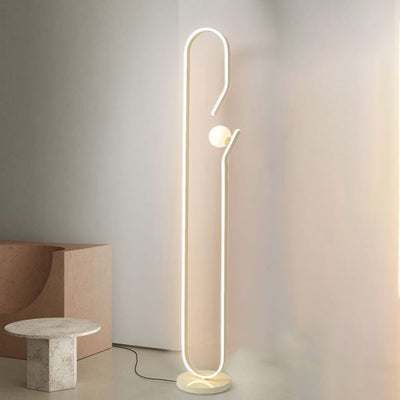 Contemporary Creative Decorative Curved Line Iron Acrylic Aluminum Silicone LED Standing Floor Lamp For Living Room