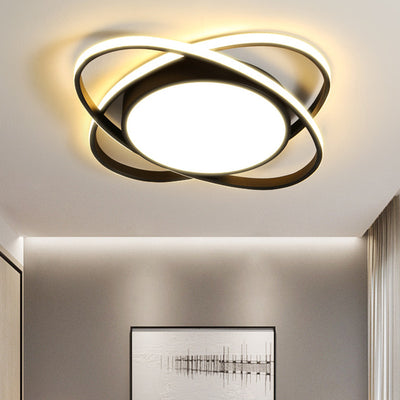 Contemporary Creative Intersecting Ellipse Iron Acrylic LED Flush Mount Ceiling Light For Bedroom