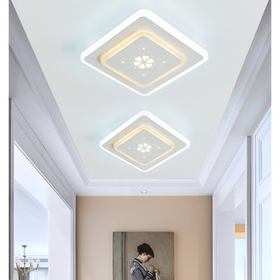 Modern Simplicity Concealed Installation Square Shape Hardware Acrylic LED Flush Mount Ceiling Light For Hallway