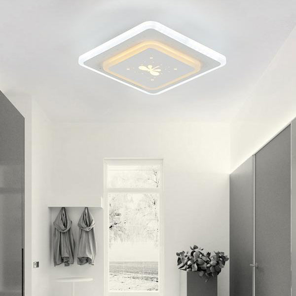 Modern Simplicity Concealed Installation Square Shape Hardware Acrylic LED Flush Mount Ceiling Light For Hallway