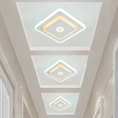 Modern Simplicity Concealed Installation Square Shape Hardware Acrylic LED Flush Mount Ceiling Light For Hallway