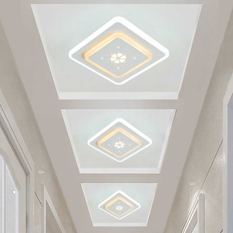 Modern Simplicity Concealed Installation Square Shape Hardware Acrylic LED Flush Mount Ceiling Light For Hallway