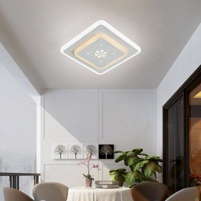 Modern Simplicity Concealed Installation Square Shape Hardware Acrylic LED Flush Mount Ceiling Light For Hallway