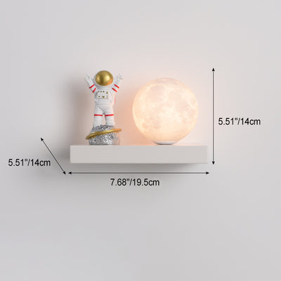 Contemporary Creative Carton Rabbit Astronaut Iron Resin Wood 1 -Light Wall Sconce Lamp For Bedroom