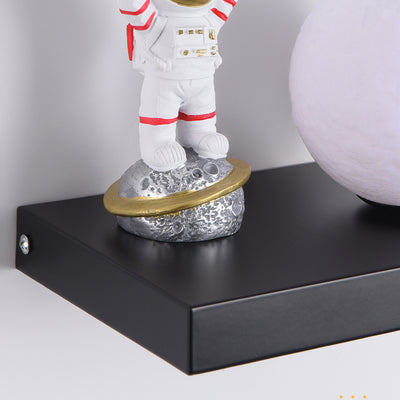 Contemporary Creative Carton Rabbit Astronaut Iron Resin Wood 1 -Light Wall Sconce Lamp For Bedroom