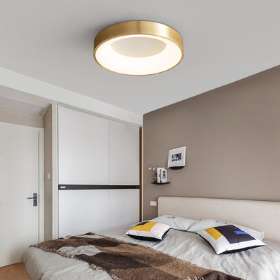 Modern Minimalist Round Copper Acrylic LED Flush Mount Ceiling Light For Living Room