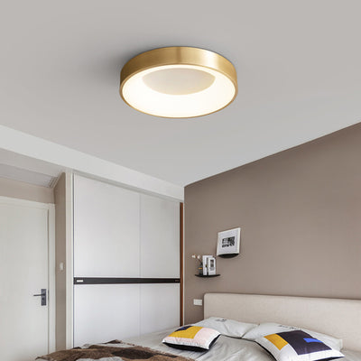 Modern Minimalist Round Copper Acrylic LED Flush Mount Ceiling Light For Living Room