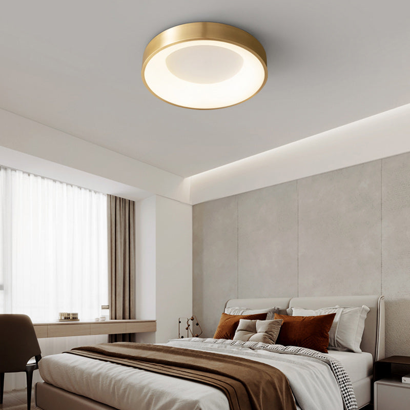 Modern Minimalist Round Copper Acrylic LED Flush Mount Ceiling Light For Living Room