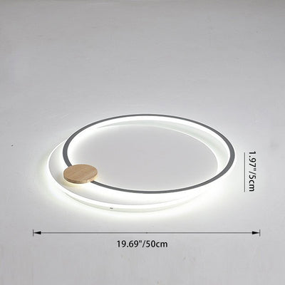 Contemporary Nordic Round Ring Aluminum Iron Acrylic LED Flush Mount Ceiling Light For Bedroom