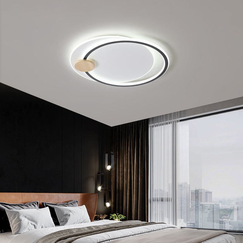 Contemporary Nordic Round Ring Aluminum Iron Acrylic LED Flush Mount Ceiling Light For Bedroom