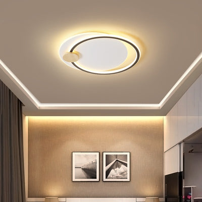 Contemporary Nordic Round Ring Aluminum Iron Acrylic LED Flush Mount Ceiling Light For Bedroom