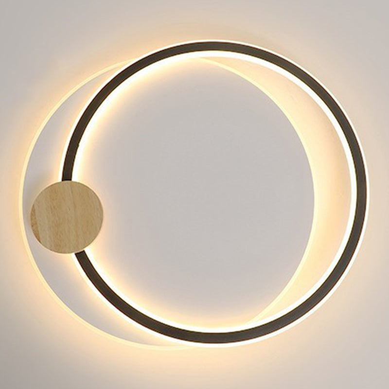 Contemporary Nordic Round Ring Aluminum Iron Acrylic LED Flush Mount Ceiling Light For Bedroom