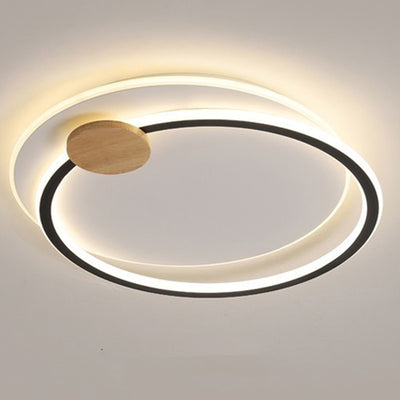 Contemporary Nordic Round Ring Aluminum Iron Acrylic LED Flush Mount Ceiling Light For Bedroom